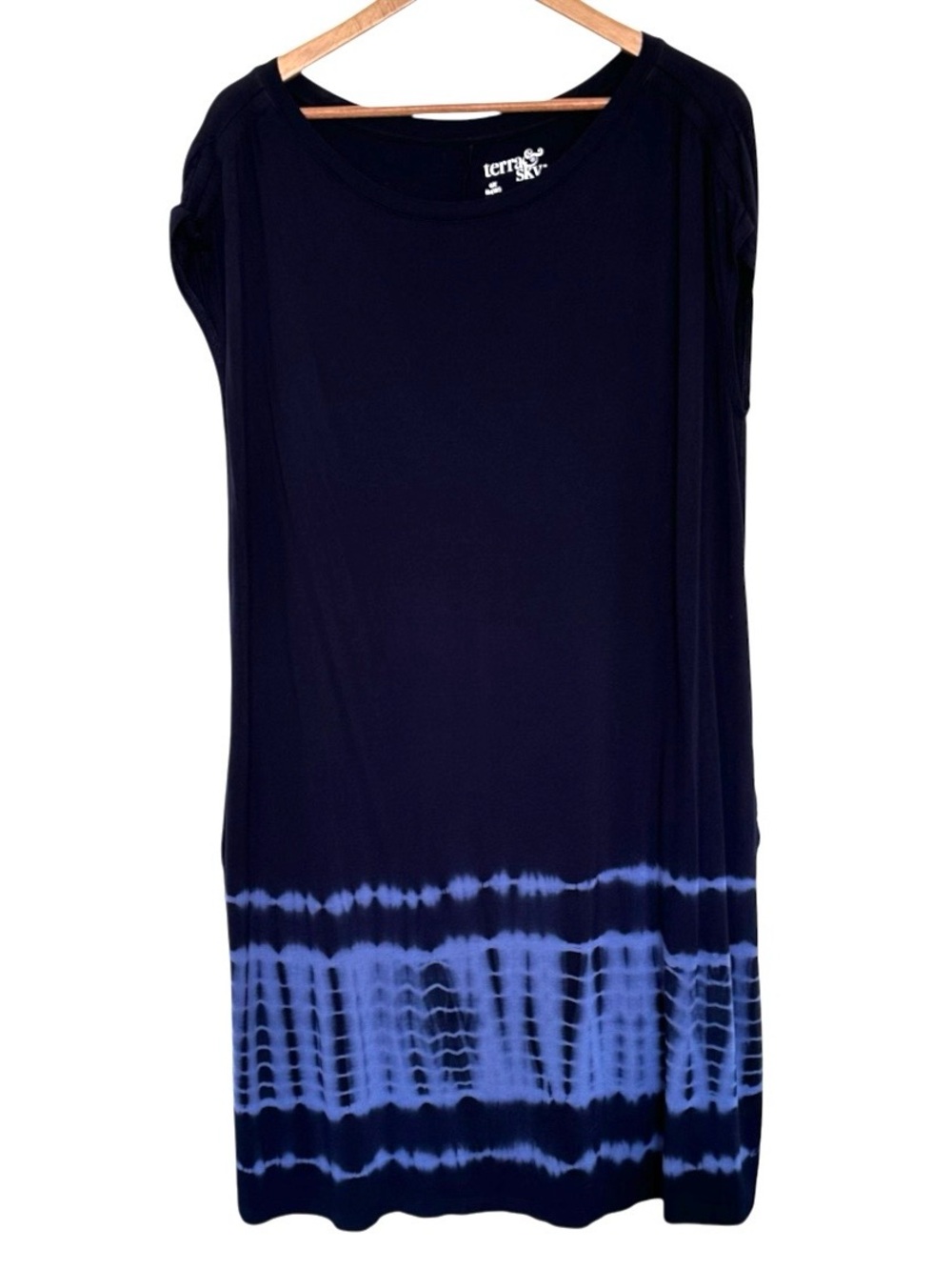 Terra & Sky Dress Women’s 0X Blue Tie Dye Pullover Pockets